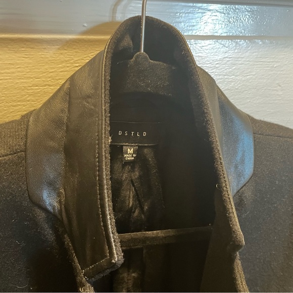 DSTLD Men’s Wool Blazer M Leather Collar - Picture 2 of 2
